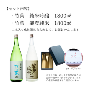 竹葉 一升瓶2本入りセット（能登純米・純米吟醸）｜日本酒・地酒通販
